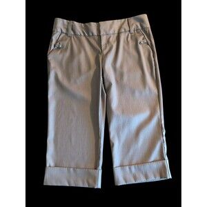 Old Navy Tan/Gray Cuffed Low-Rise Stretch Capri Pants Size 10